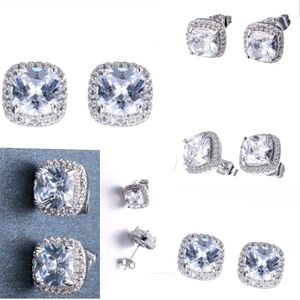 Princess Cut White Square Stud Earring 925 Silver